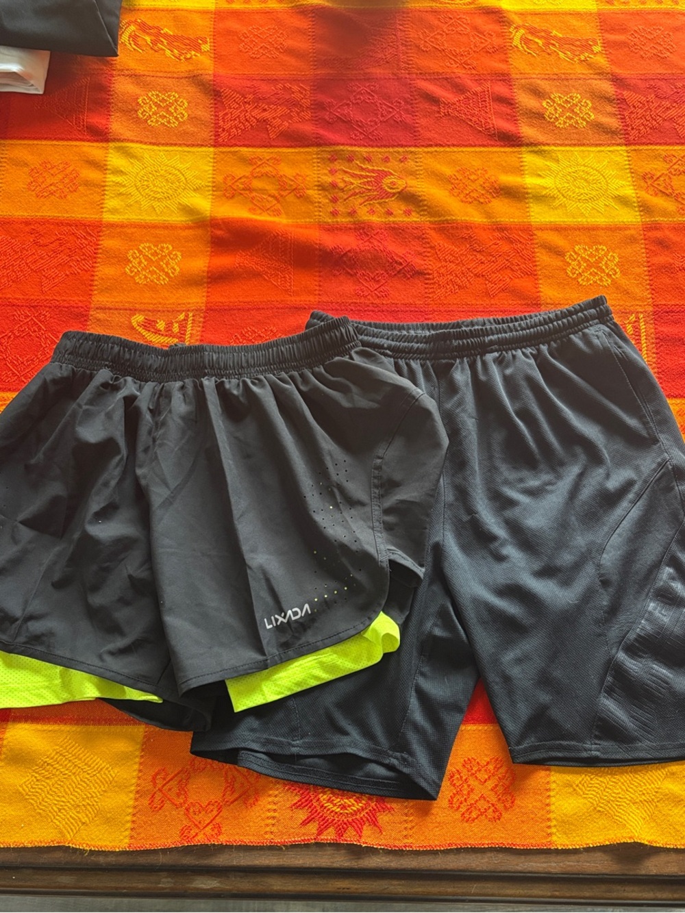 2 Pair of Men's Black Athletic Running Shorts, M